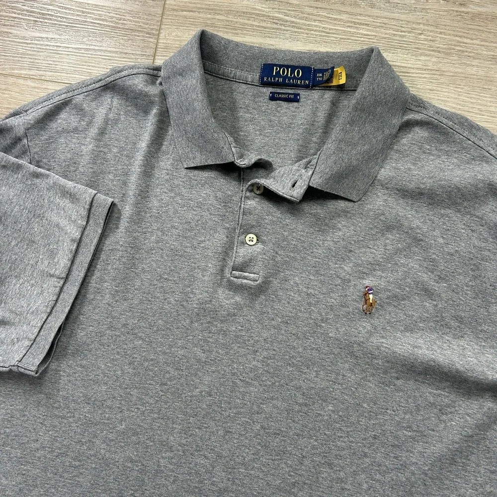 Polo Ralph Lauren Shirt XXL Gray Mens Classic Fit Short Sleeve Flesh Pony Golf